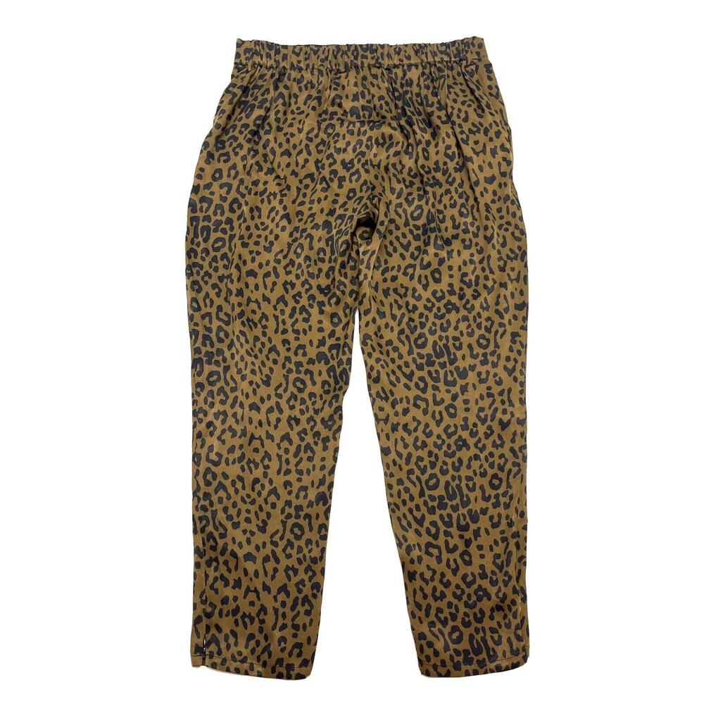 Swildens Ankle Pants Womens Size L - 40 Brown Leopard Print Rayon Zip Leg Loose